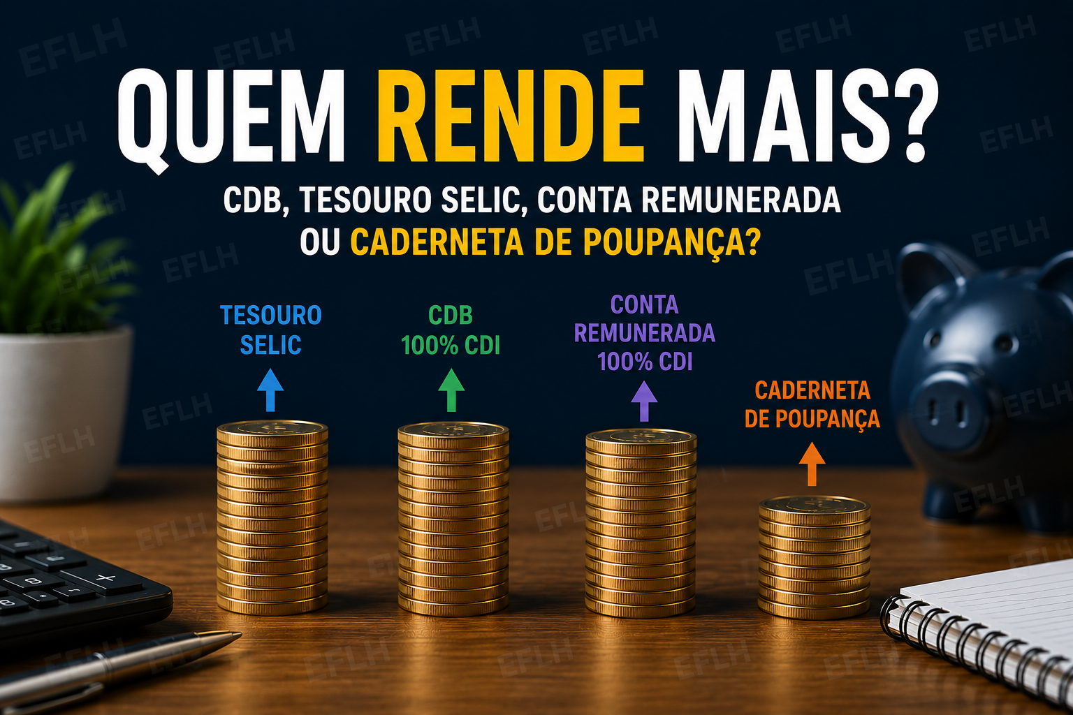 Quem rende mais: CDB, Tesouro Selic, Conta remunerada ou Caderneta de Poupança?